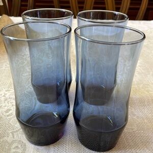Vintage ca 1970’ Libbey Apollo Dusky Blue 6” Drinking Glasses set of 4